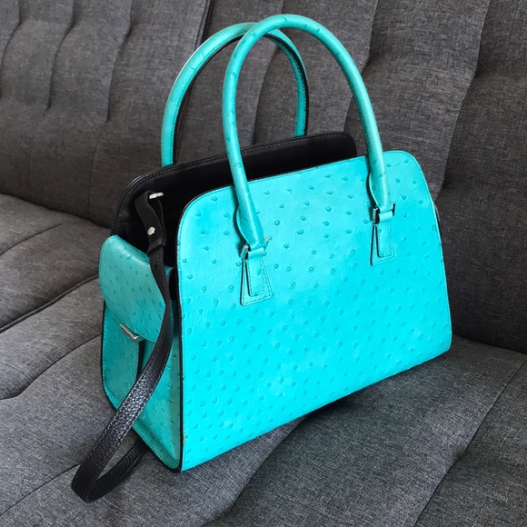 Michael KORS turquoise Gia ostrich satchel - Picture 6 of 8